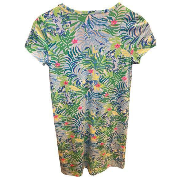 NWT Lilly Pulitzer Etta T-Shirt Dress Relaxed Fit Dress Teal, Turquoise Pink XXS - Picture 10 of 14